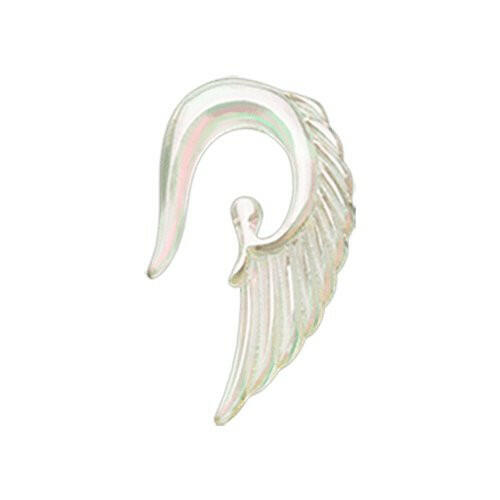 Iridescent Angelic Wing Acrylic Ear Gauge Hanger Tapers Impulse Piercings 12 GA (2mm) Aurora Borealis