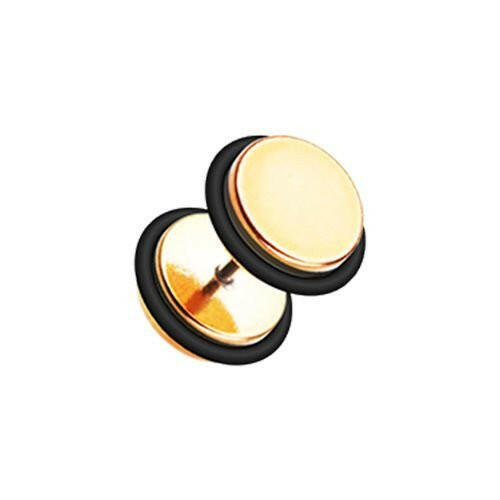 Iridescent Metallic Coat Acrylic Fake Plug with O-Rings Fake Plug Impulse Piercings 18 gauge (1mm) Rose Gold