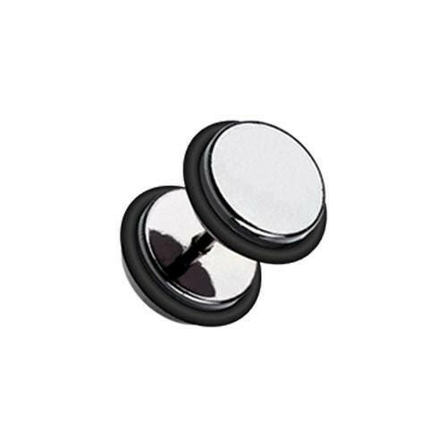 Iridescent Metallic Coat Acrylic Fake Plug with O-Rings Fake Plug Impulse Piercings 18 gauge (1mm) Hematite