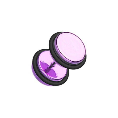 Iridescent Metallic Coat Acrylic Fake Plug with O-Rings Fake Plug Impulse Piercings 18 gauge (1mm) Purple