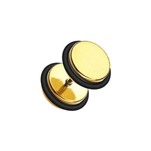 Iridescent Metallic Coat Acrylic Fake Plug with O-Rings Fake Plug Impulse Piercings 18 gauge (1mm) Gold