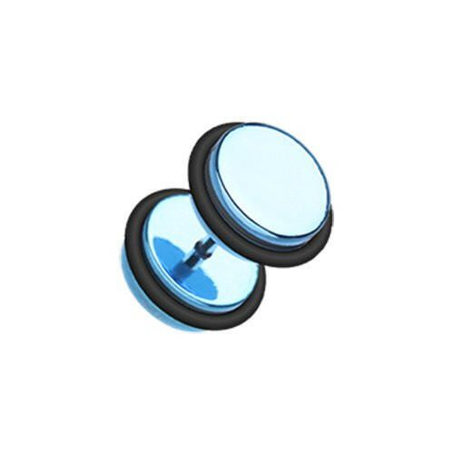 Iridescent Metallic Coat Acrylic Fake Plug with O-Rings Fake Plug Impulse Piercings 18 gauge (1mm) Blue