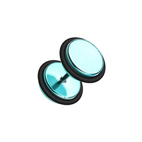 Iridescent Metallic Coat Acrylic Fake Plug with O-Rings Fake Plug Impulse Piercings 18 gauge (1mm) Teal