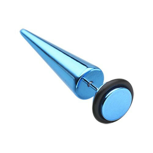 Iridescent Metallic Coat Acrylic Fake Taper Fake Plug Earrings Impulse Piercings 18 gauge(1mm) Blue