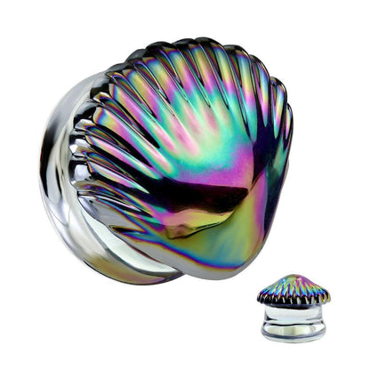 Iridescent Rainbow Shell Double Flare Glass Plug Plugs Impulse Piercings