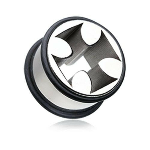 Iron Cross Solid Steel No Flare Ear Gauge Tunnel Plug Plugs Impulse Piercings 2 gauge (6.5mm)