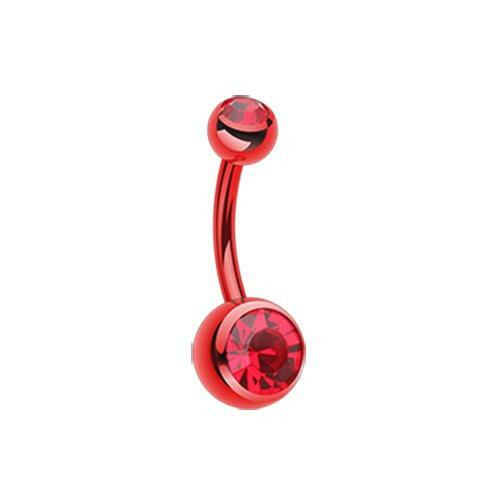 Jelly Belly Unity Gem Belly Button Ring Navel Ring Impulse Piercings Red/Red