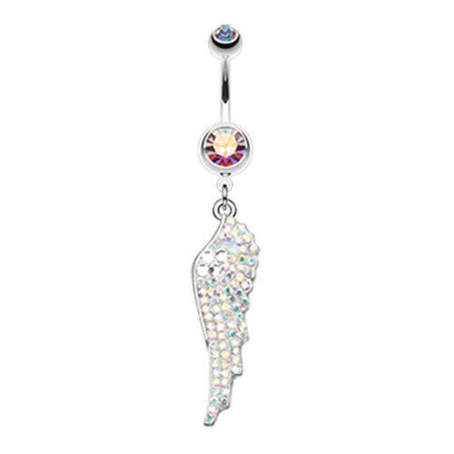 Jeweled Angel Wing Sparkle Belly Button Ring Navel Ring Impulse Piercings Aurora Borealis