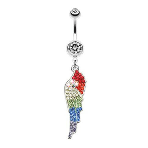 Jeweled Angel Wing Sparkle Belly Button Ring Navel Ring Impulse Piercings Rainbow