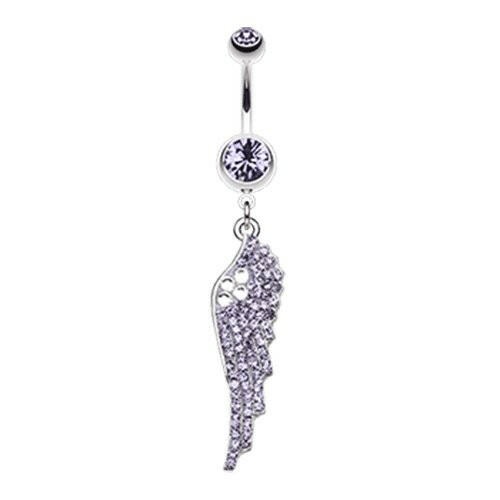 Jeweled Angel Wing Sparkle Belly Button Ring Navel Ring Impulse Piercings Tanzanite