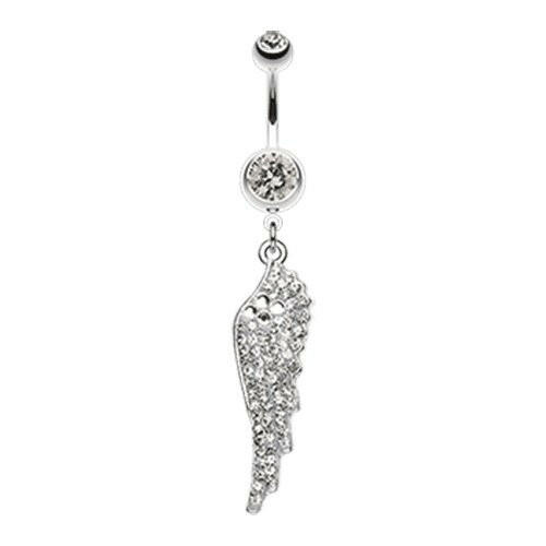 Jeweled Angel Wing Sparkle Belly Button Ring Navel Ring Impulse Piercings Black Diamond