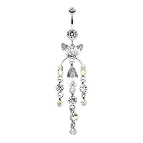 Jeweled Chandlier Belly Button Ring Navel Ring Impulse Piercings Clear