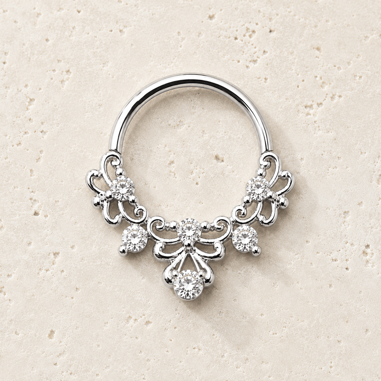 Jeweled Decorative Seamless Ring front view