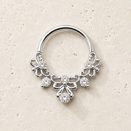 Jeweled Decorative Seamless Ring front view