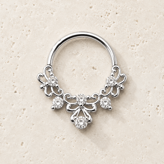 Jeweled Decorative Seamless Ring front view