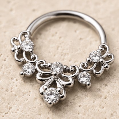 Jeweled Decorative Seamless Ring CZ detail closeup