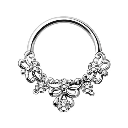 Jeweled Decorative Seamless Ring styled on model