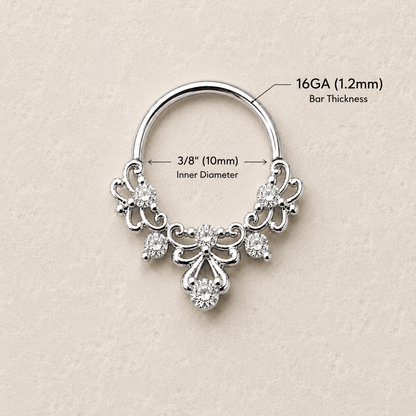 Jeweled Decorative Seamless Ring gap mechanism detail