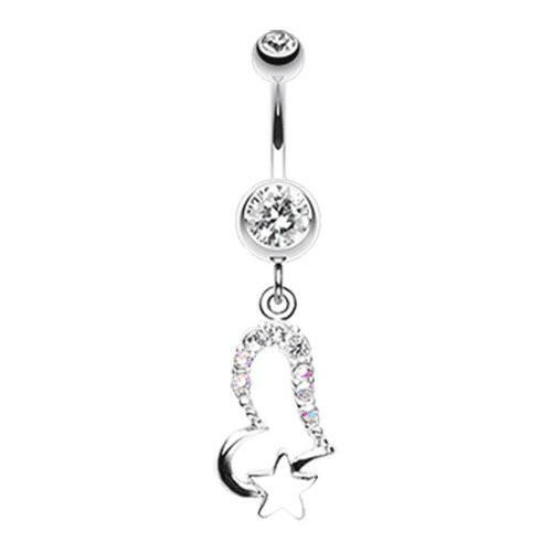 Journey Heart and Star Belly Button Ring Navel Ring Impulse Piercings Clear