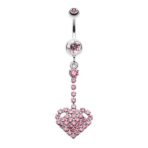 Journey Heart Sparkle Belly Button Ring Navel Ring Impulse Piercings Light Pink