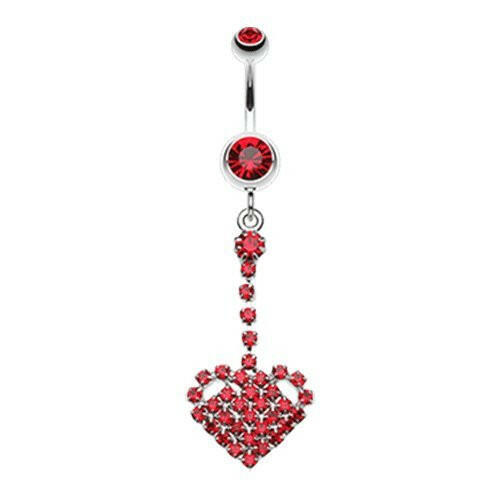 Journey Heart Sparkle Belly Button Ring Navel Ring Impulse Piercings Red