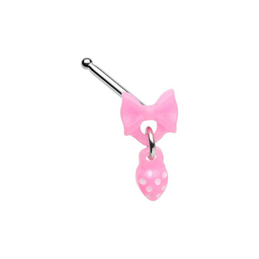 Kawaii Bow Heart Dangle Nose Stud Ring Impulse Piercings