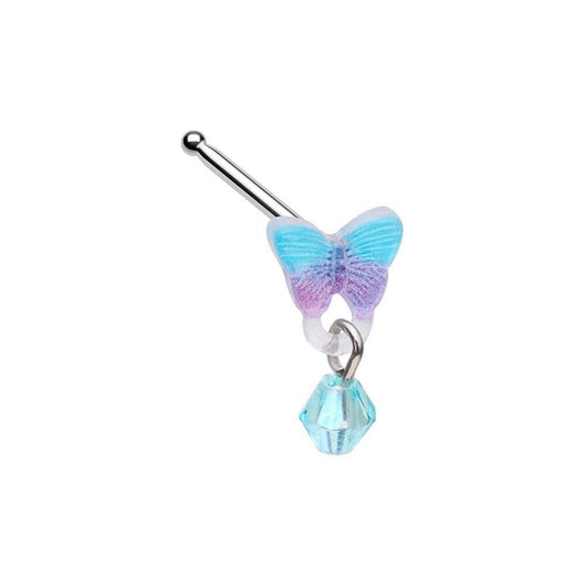 Kawaii Butterfly Dangle Nose Stud Ring Impulse Piercings