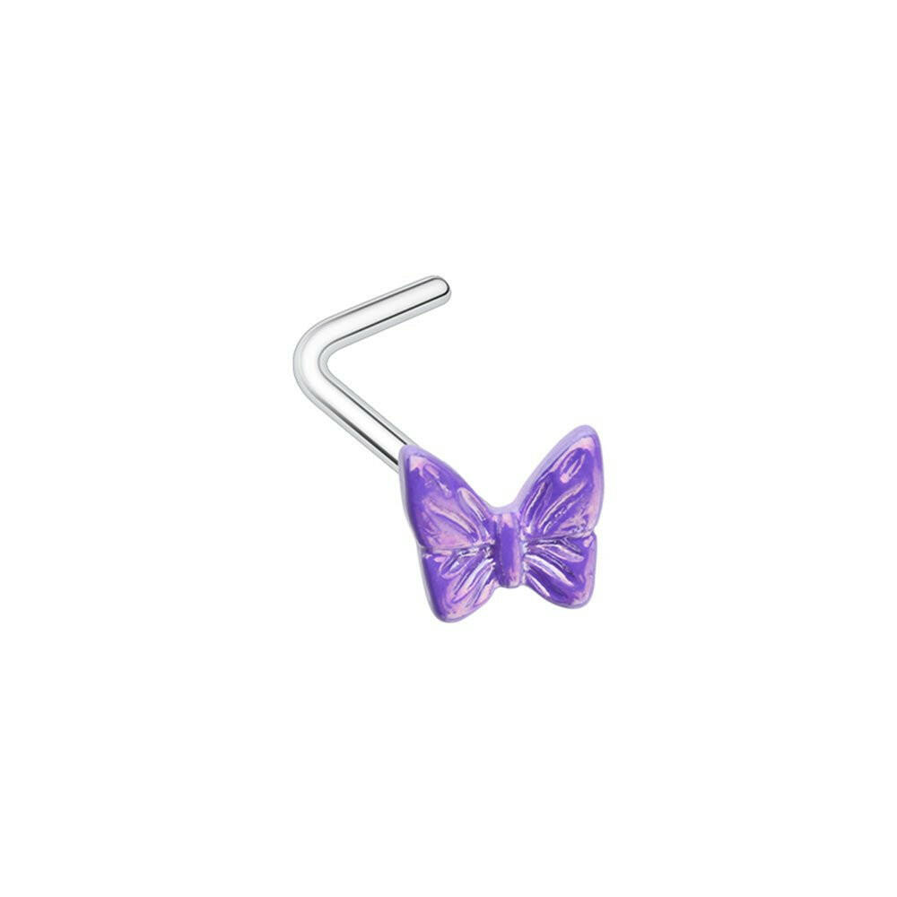 Kawaii Iridescent Butterfly L-Shaped Nose Ring Impulse Piercings