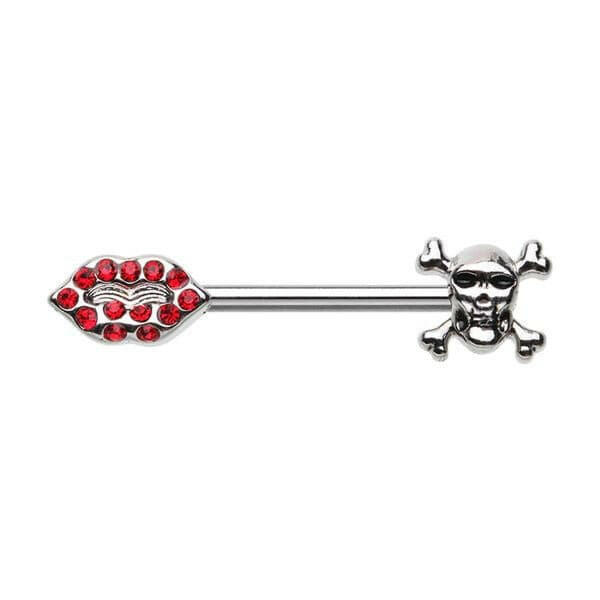 Kiss Of Death Nipple Barbell Ring Nipple Ring Impulse Piercings