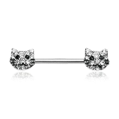 Kitty Cat Multi-Gem Nipple Barbell Ring Nipple Ring Impulse Piercings