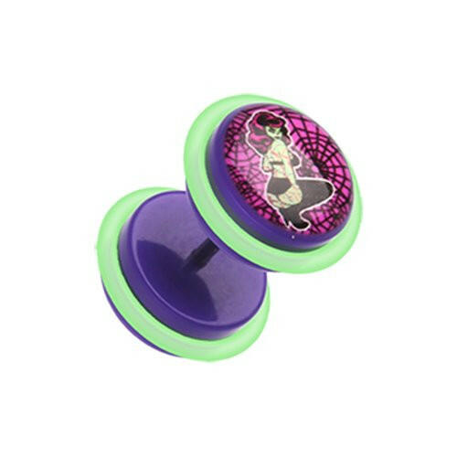 Lady Zombie Acrylic Fake Plug with O-Rings Fake Plug Impulse Piercings 16 gauge (1.2mm)