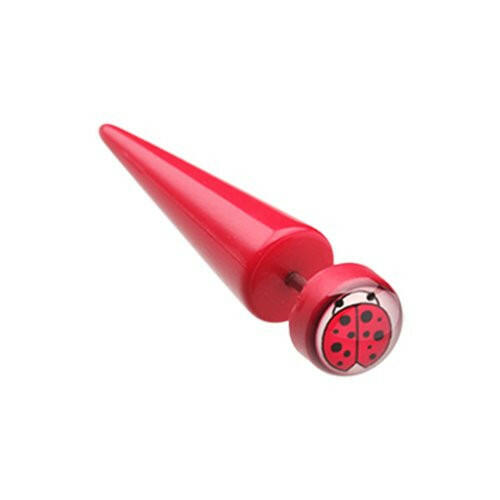 Ladybug Acrylic Fake Taper Fake Plug Impulse Piercings 18 gauge (1mm)