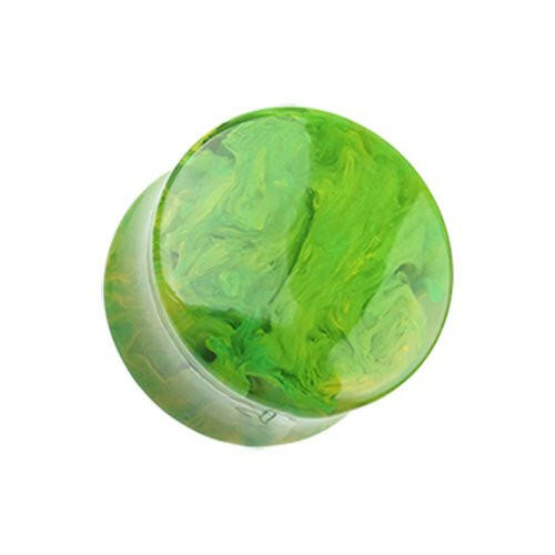 Lava Infused Double Flared Ear Gauge Plug Earrings Plug Earrings Impulse Piercings 2 GA (6.5mm) Green