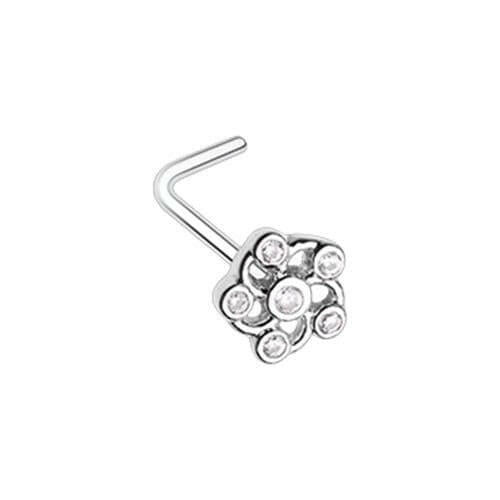 Lavish Flower CZ L-Shape Nose Ring Nose Ring Impulse Piercings