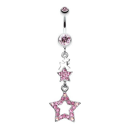 Layered Star Sparkle Belly Button Ring Navel Ring Impulse Piercings