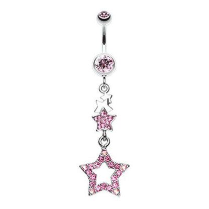 Layered Star Sparkle Belly Button Ring Navel Ring Impulse Piercings