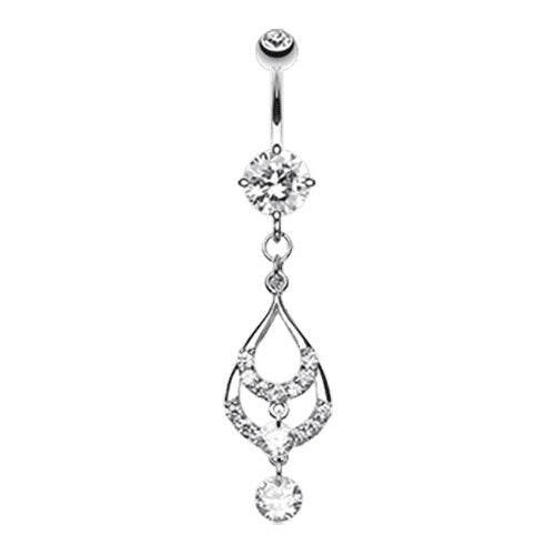 Layered Teardrop Sparkle Cubic Zirconia Belly Button Ring Navel Ring Impulse Piercings Clear