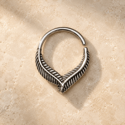 Stainless Steel Leaf Seamless Ring / Septum Ring - Skin Metals