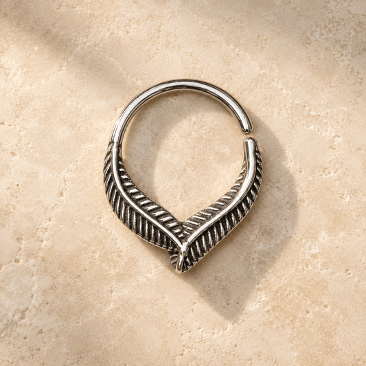 Stainless Steel Leaf Seamless Ring / Septum Ring - Skin Metals