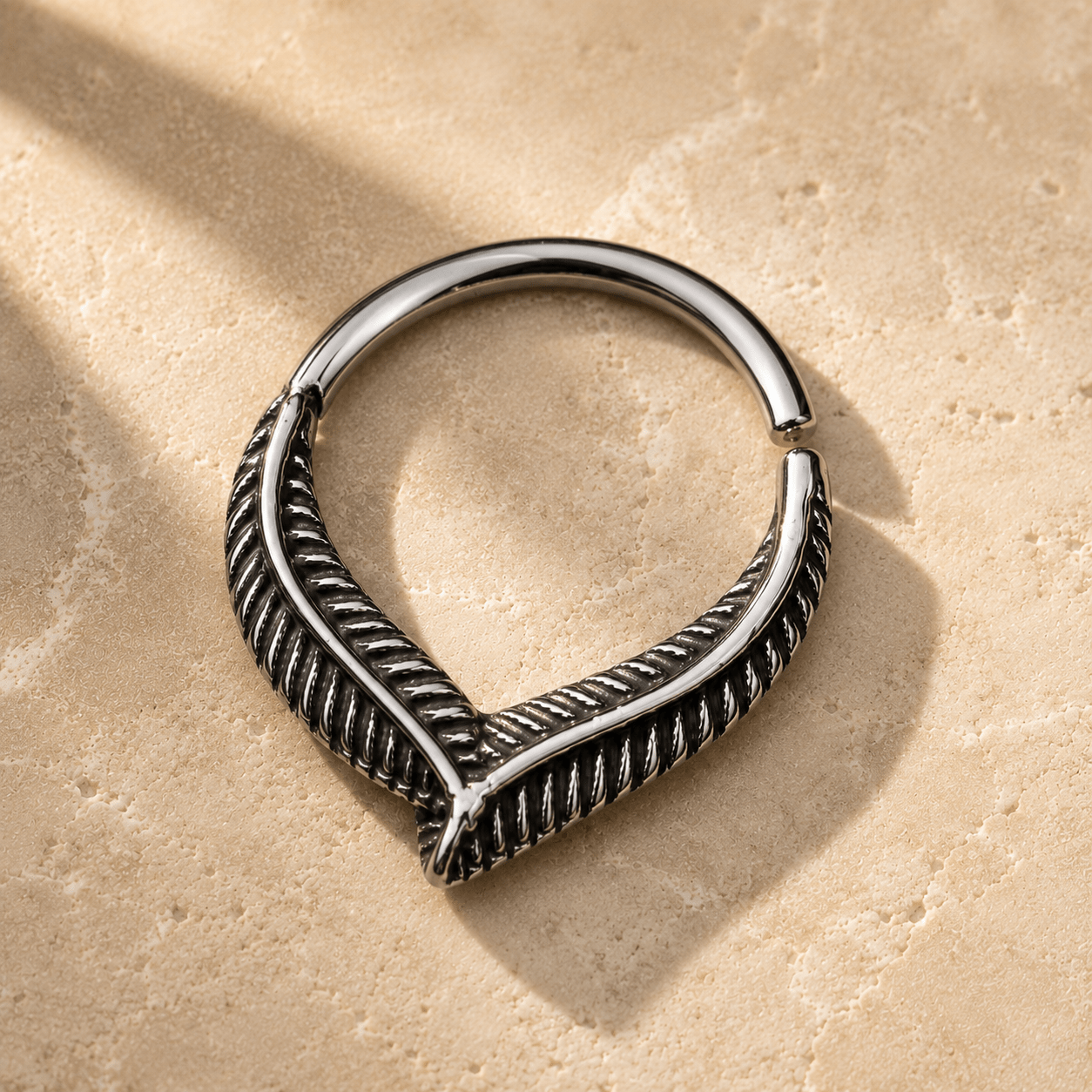 Stainless Steel Leaf Seamless Ring / Septum Ring - Skin Metals