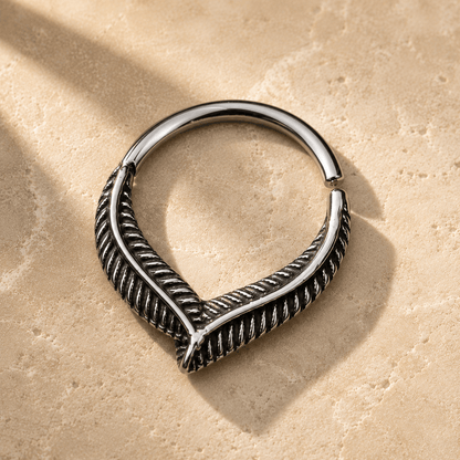 Stainless Steel Leaf Seamless Ring / Septum Ring - Skin Metals