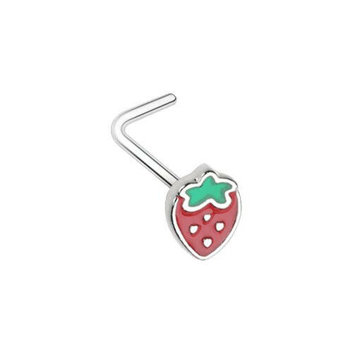 Leafy Strawberry L-Shape Nose Ring Nose Ring Impulse Piercings