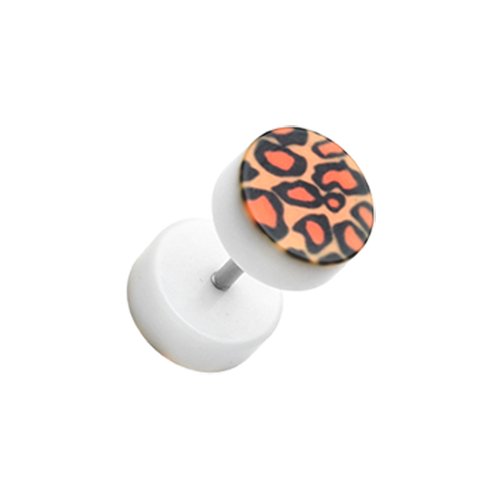 Leopard Print Acrylic Fake Plug Earrings Fake Plug Earrings Impulse Piercings 16 gauge(1.2mm)