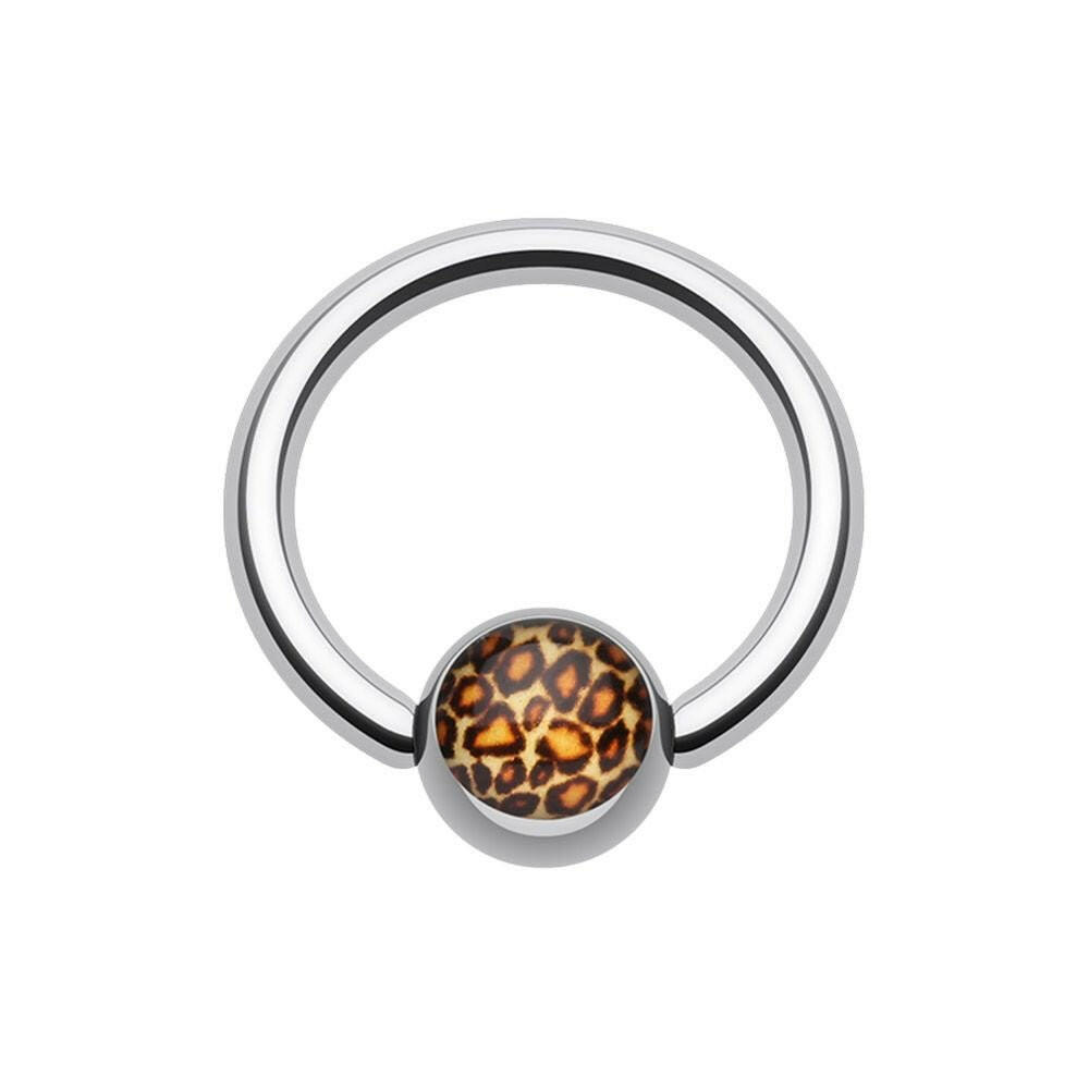 Leopard Print Logo Ball Captive Bead Ring Captive Bead Impulse Piercings 16 GA (1.2mm) 3/8" (10mm)