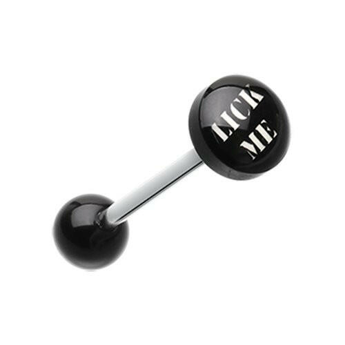 LICK ME' Logo Acrylic Barbell Tongue Ring Barbell Impulse Piercings