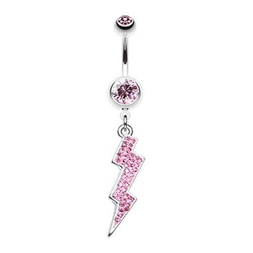 Lightning Bolt Radiance Belly Button Ring Navel Ring Impulse Piercings Pink