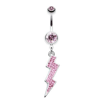 Lightning Bolt Radiance Belly Button Ring Navel Ring Impulse Piercings Pink