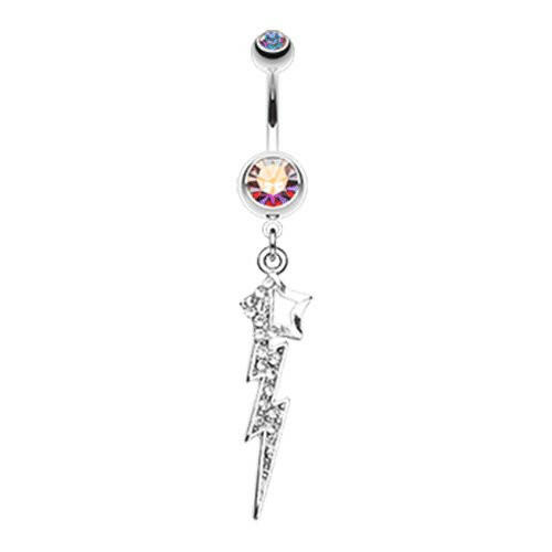 Lightning Star Belly Button Ring Navel Ring Impulse Piercings Aurora Borealis