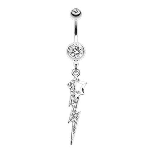 Lightning Star Belly Button Ring Navel Ring Impulse Piercings Clear