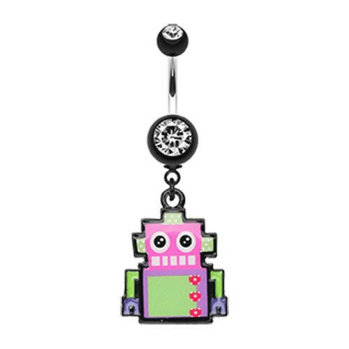 Lillibot Robot Belly Button Ring Navel Ring Impulse Piercings Black